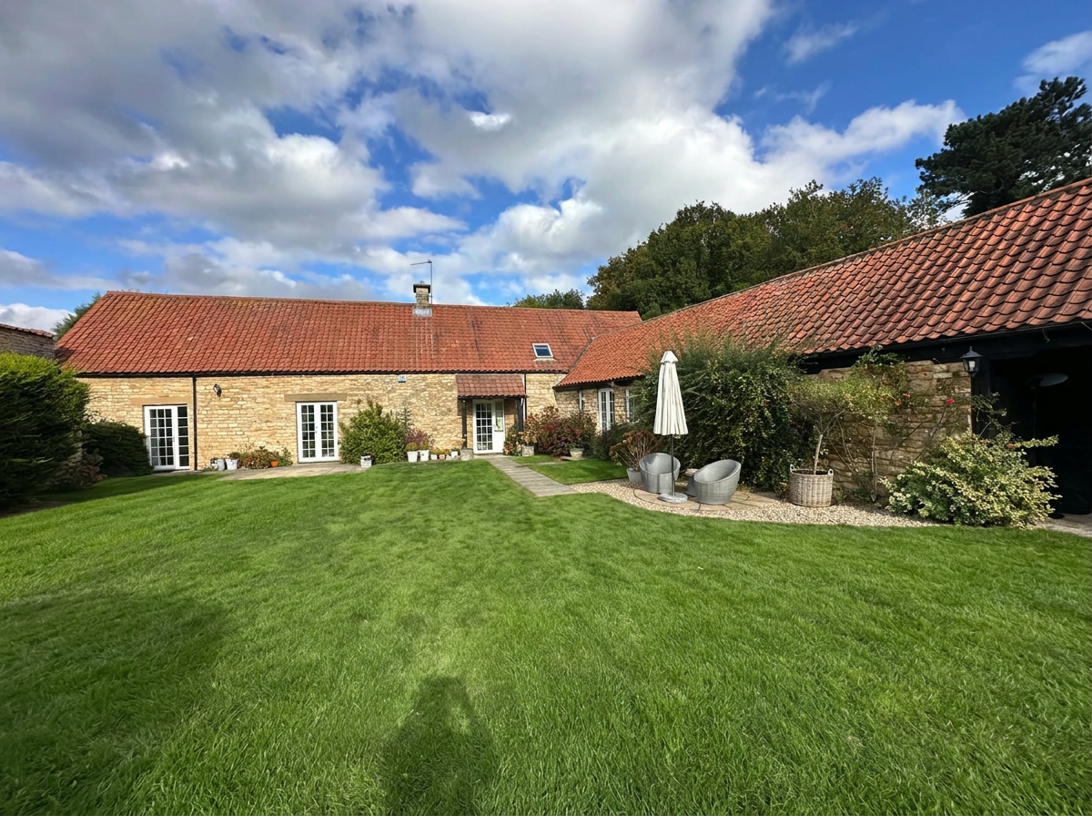 The L-shaped honey limestone barn that inspired The Old Cow Barn